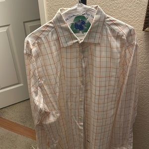 Banana Republic long sleeve withFrench cuffs size 17 - 17 1/2 orange/white